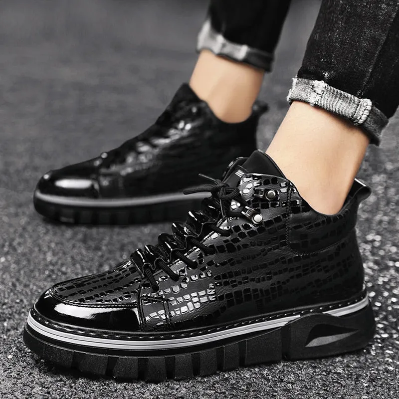 Hnzxzm Non-Leather Shoes Men Comfortable Sneakers Men Waterproof Non-Slip Outdoor Casual Shoes Tooling Motorcycle Boots 39-44