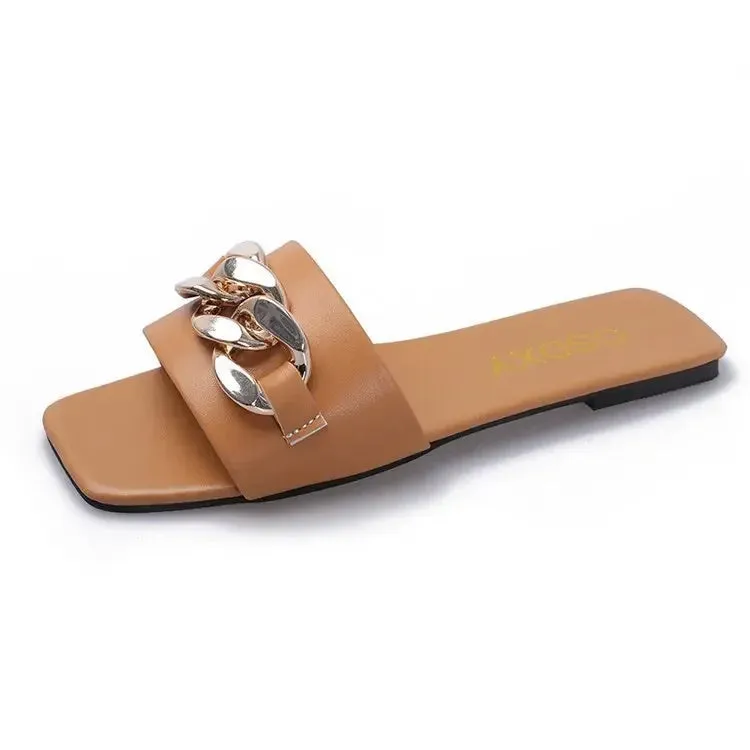 Hnzxzm Solid color women's Slippers Braided Design Charm Open-toe Set Foot Vacation Beach Flat Sandals Casual Flip Flops Women Shoes