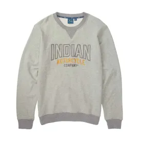 Indian Motorcycle  Mens Embroidered Ringer Sweatshirt Warm Casual Grey Silver