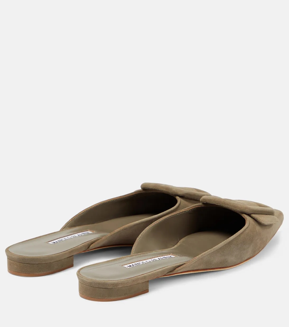 Maysale Manolo Blahnik suede mules, brown