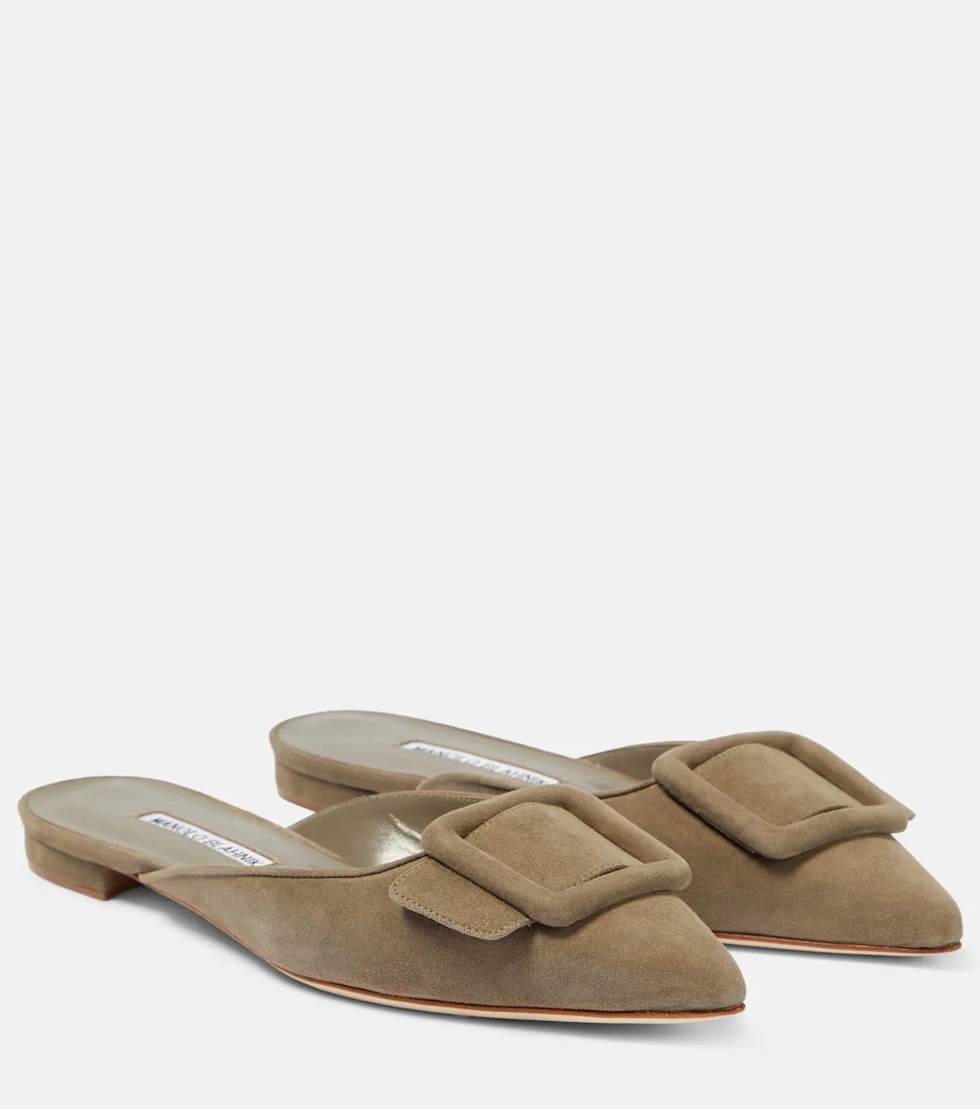 Maysale Manolo Blahnik suede mules, brown