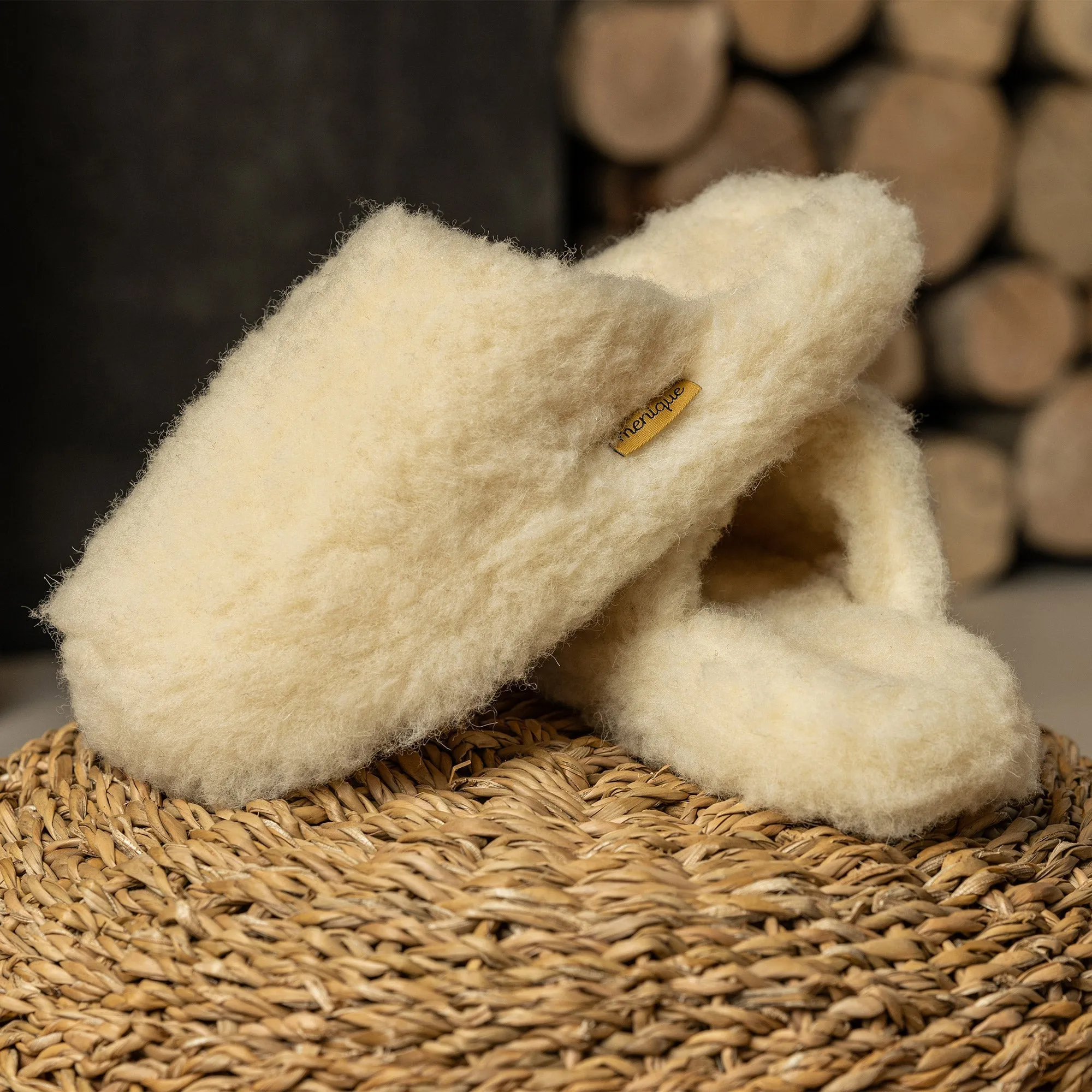 MENIQUE Women's Fleece Slippers Natural