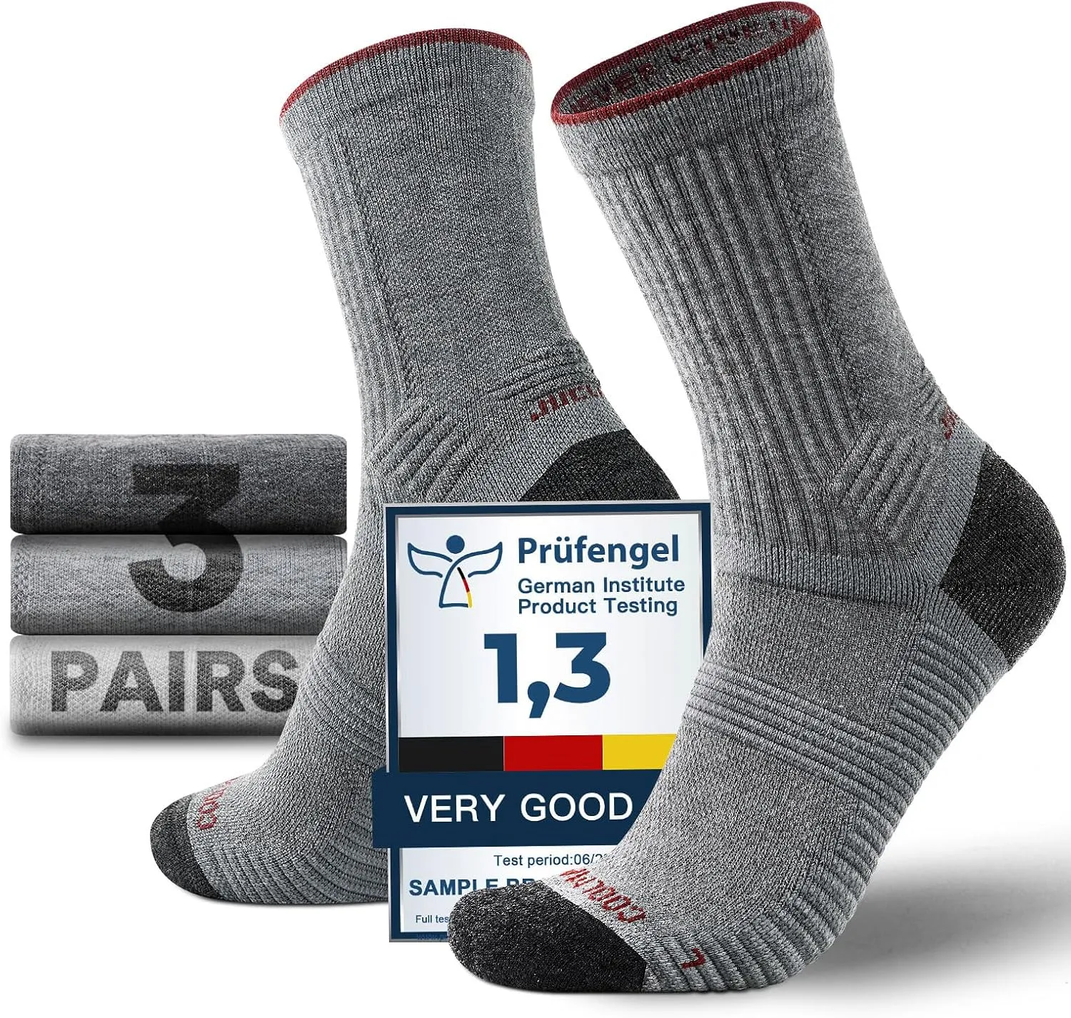 Mens Lightweight Micro Crew Hiking Socks Coolmax Merino Wool Compression Moisture Wicking Anti-Blister Cushioned