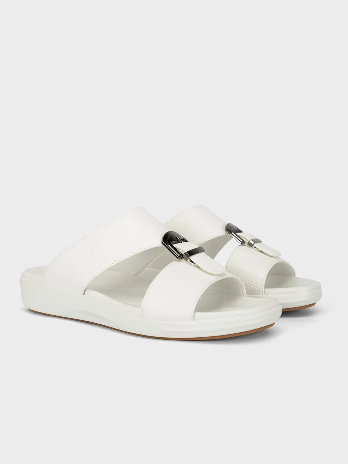 Mens "OLEH" Buckled Flat Summer Slippers