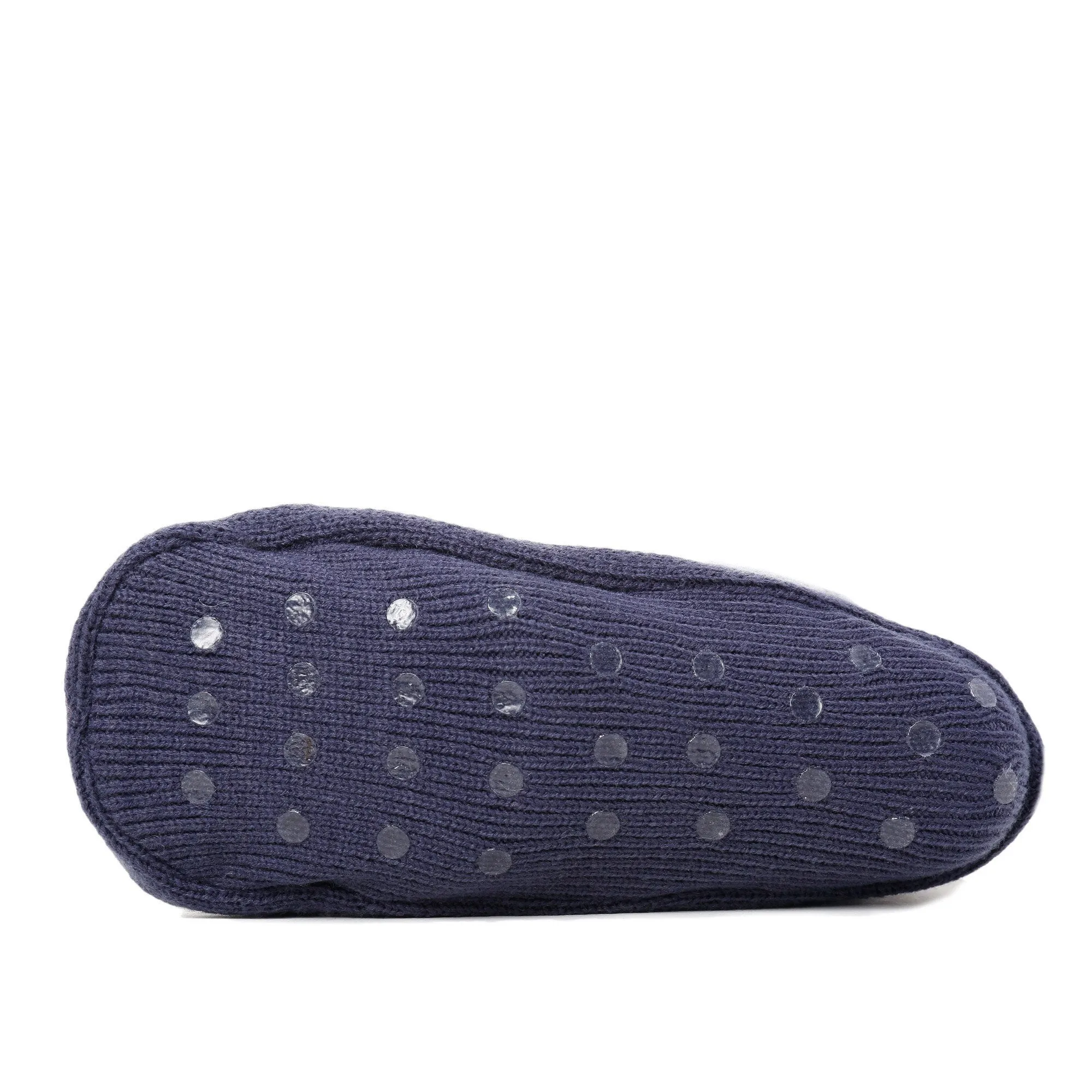Men's Thick Basket Weave No-Skid Slipper Socks - Navy