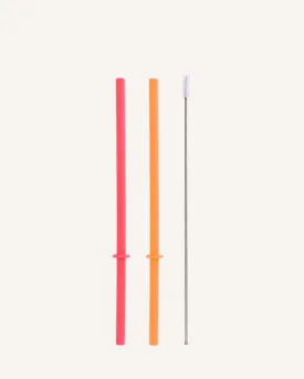 MontiiCo Flexi Stopper Straw Set - Tangerine & Watermelon