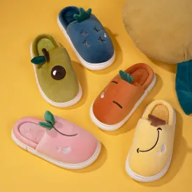 New Stylish Yellow Winter Slippers Women Fruit Cute Slippers Women Casual Warm Furry Home Slippers Women Zapatillas Casa Mujer