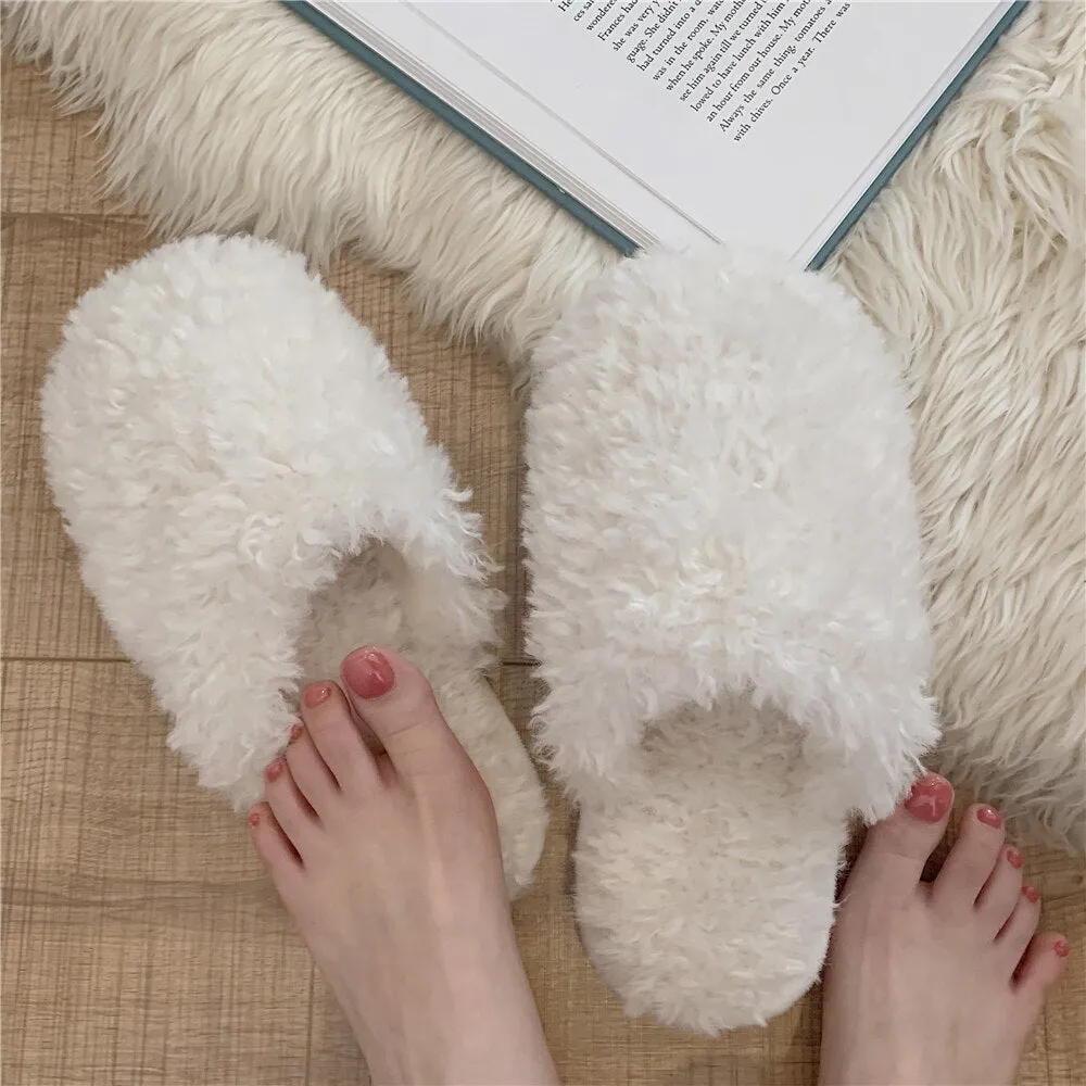 New Winter Fashion Adult Sandals Non-slip Warmth Ladies Indoor and Outdoor Slippers Cute Bow Home Sleeping Shoes Home Girl Heart