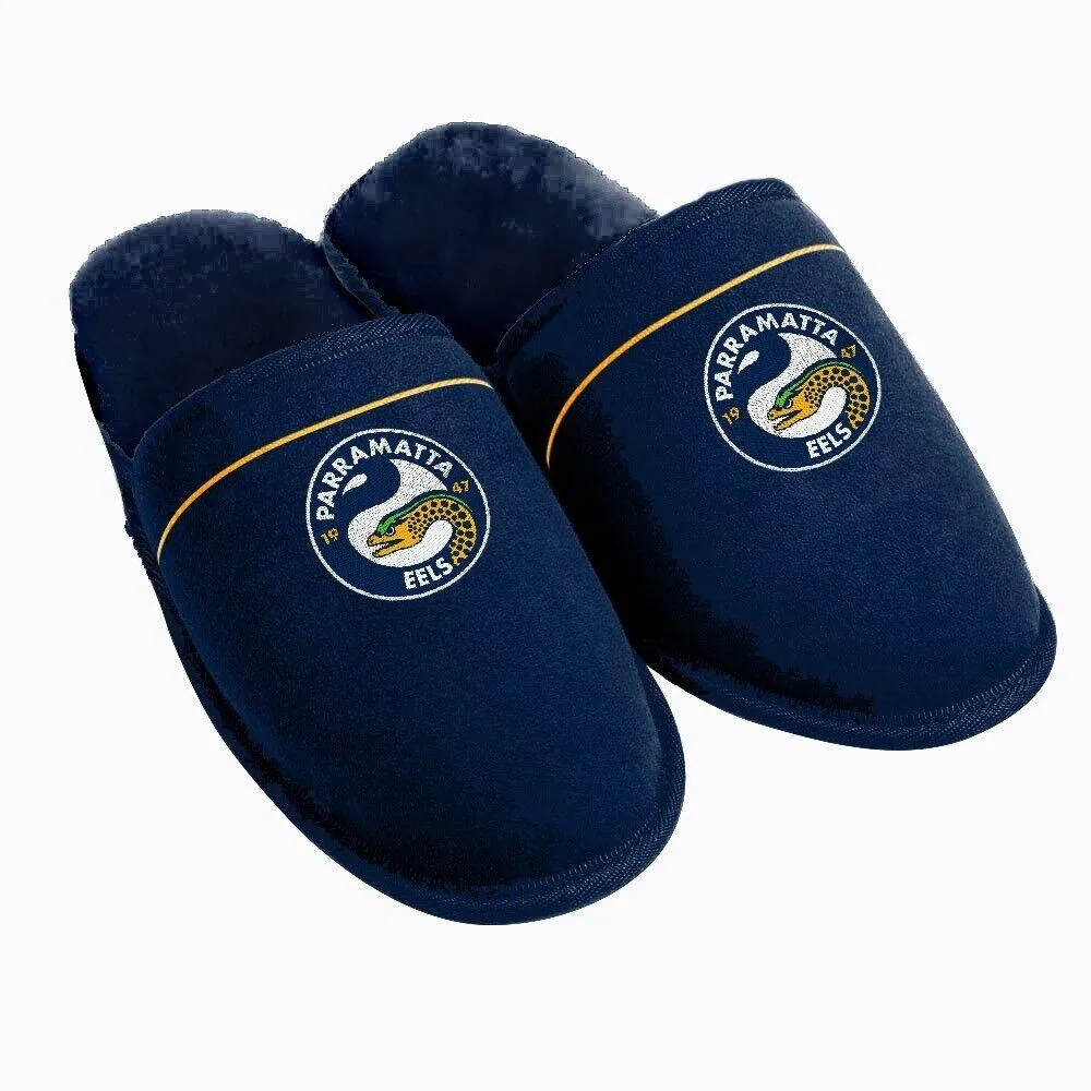NRL Supporter Slippers - Parramatta Eels - Mens Size - Fluffy Winter Shoe