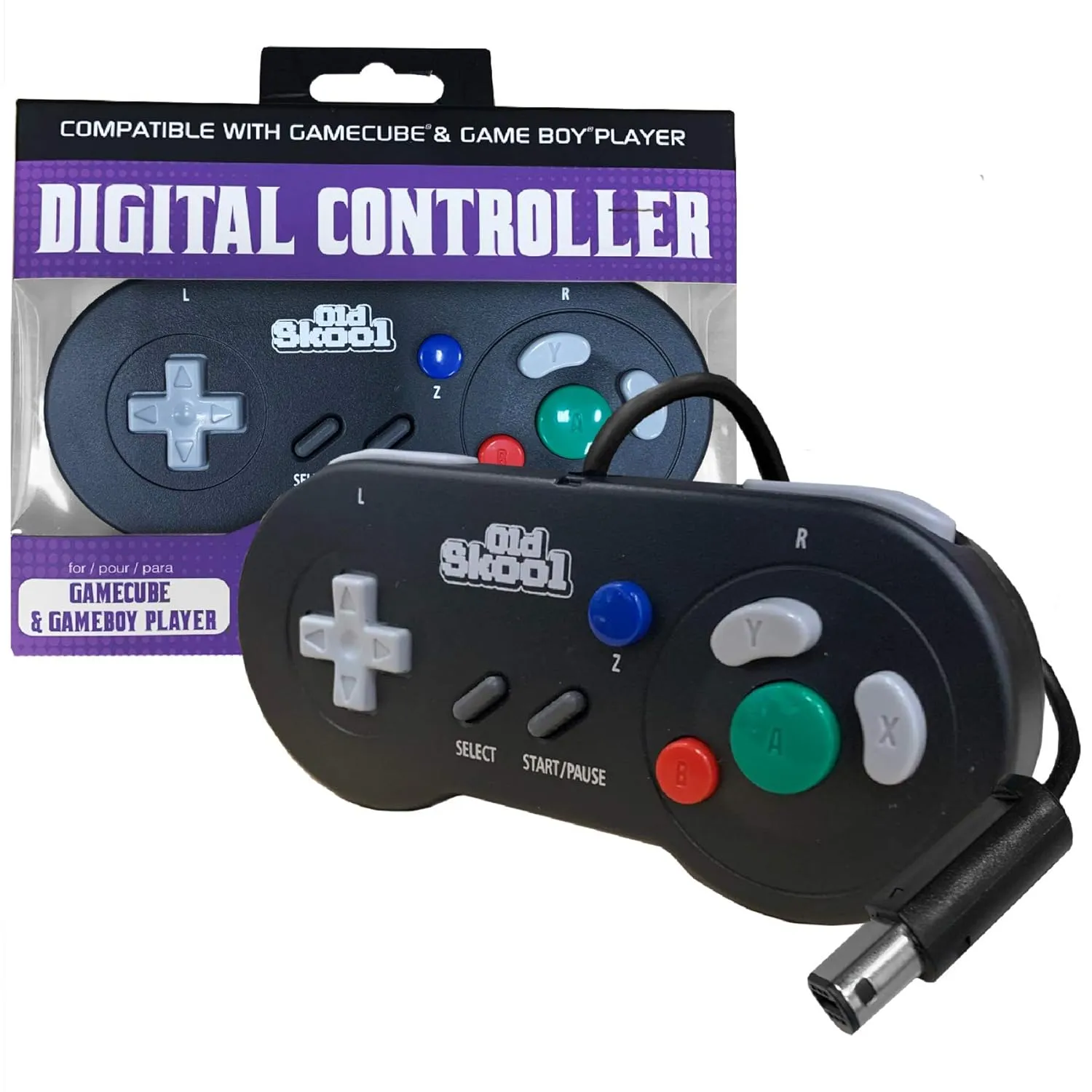 Old Skool DIGITAL CONTROLLER COMPATIBLE WITH GAMECUBE & GAMEBOY PLAYER -,Black