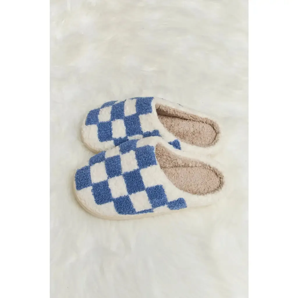 On Your Mark Checkered Plush Slippers