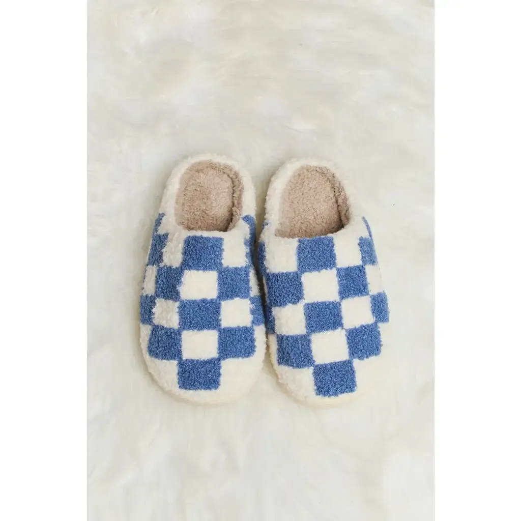 On Your Mark Checkered Plush Slippers