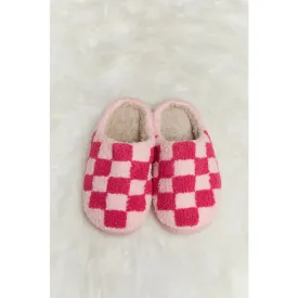 On Your Mark Checkered Plush Slippers