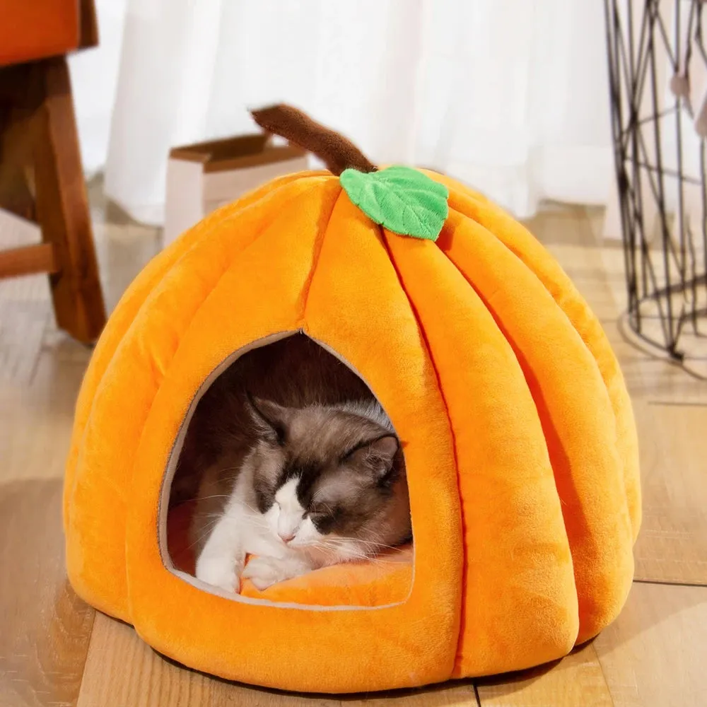 Pets Pumkin Style Warm House for Cat - Cat Hideout Beds