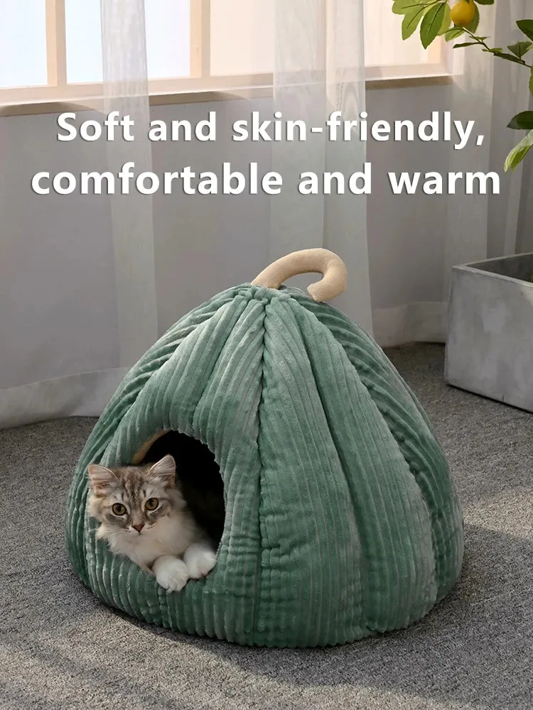 Pets Pumkin Style Warm House for Cat - Cat Hideout Beds