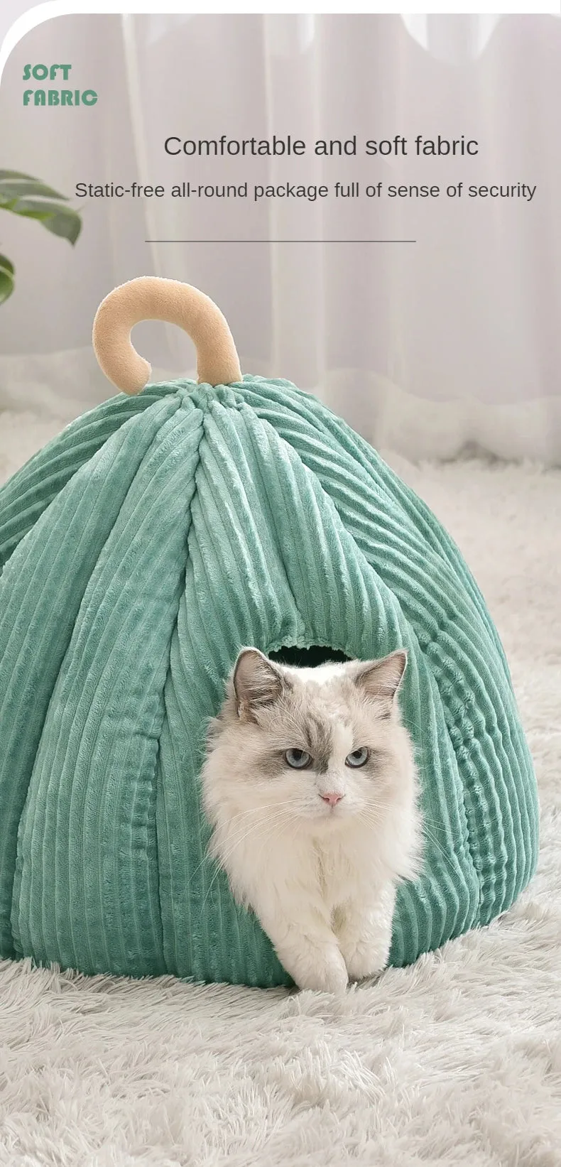 Pets Pumkin Style Warm House for Cat - Cat Hideout Beds
