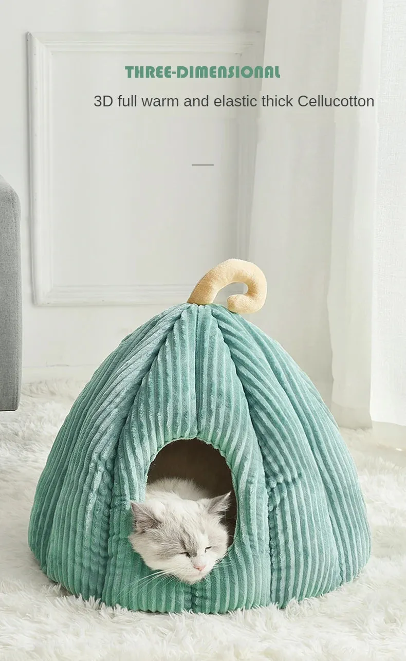 Pets Pumkin Style Warm House for Cat - Cat Hideout Beds