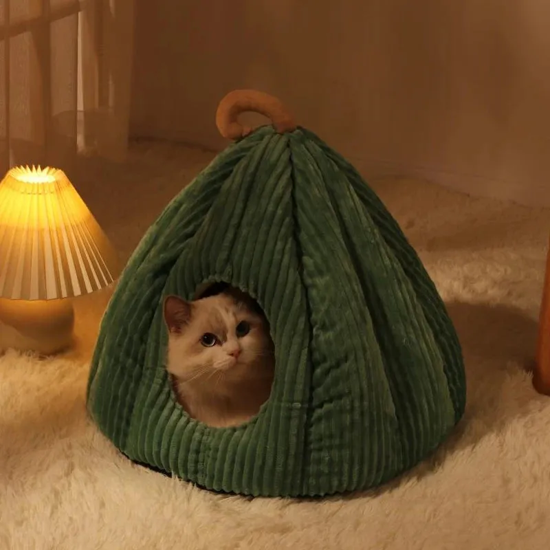 Pets Pumkin Style Warm House for Cat - Cat Hideout Beds