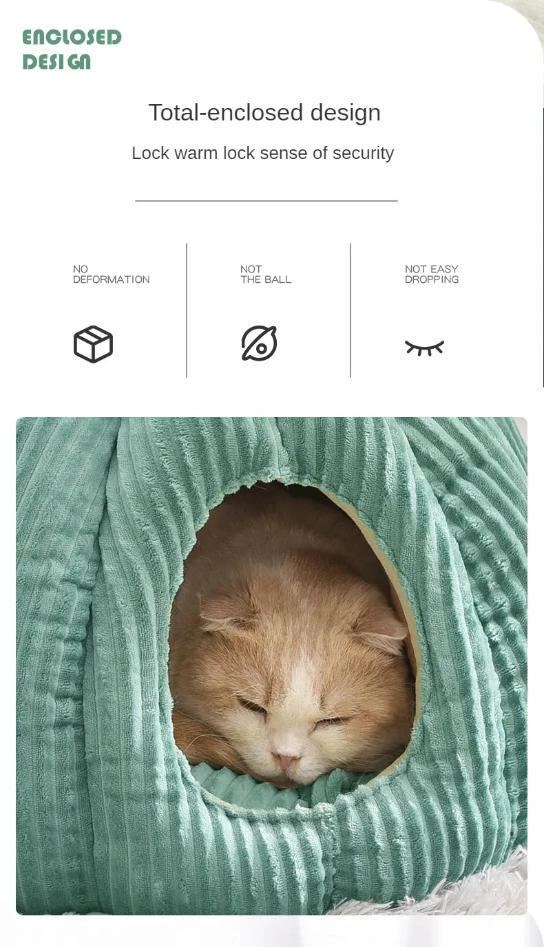 Pets Pumkin Style Warm House for Cat - Cat Hideout Beds