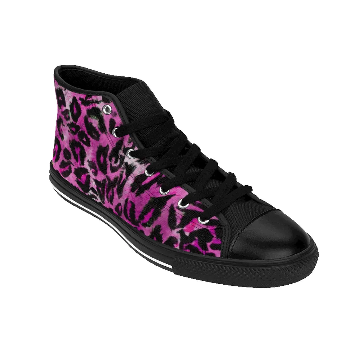 Pink Leopard Men's Sneakers, Animal Print Premium Men's High-top Tennis Running Shoes