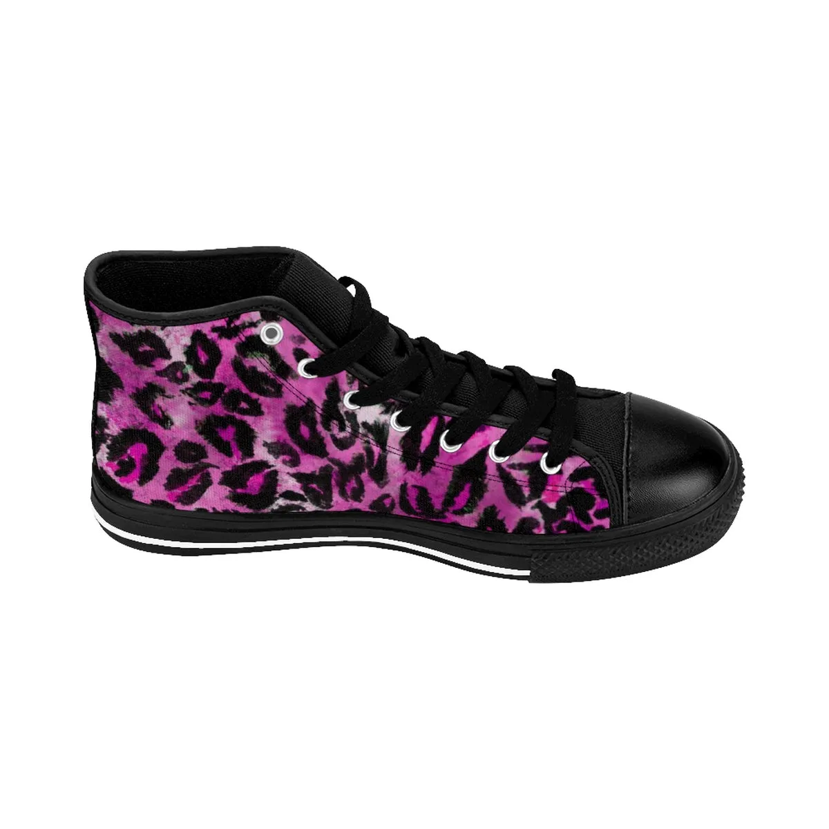 Pink Leopard Men's Sneakers, Animal Print Premium Men's High-top Tennis Running Shoes