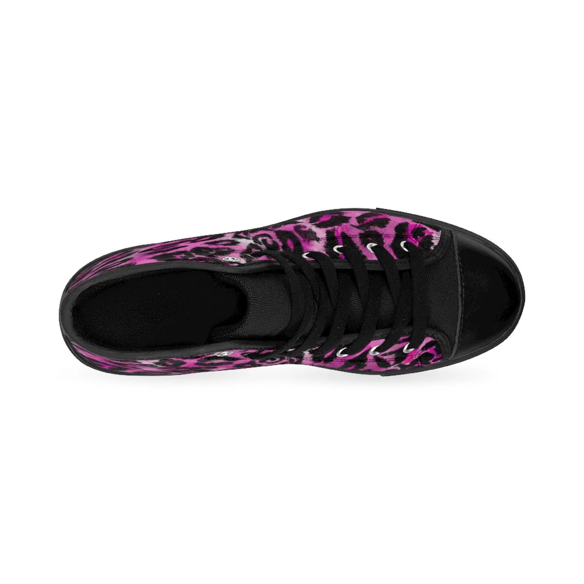 Pink Leopard Men's Sneakers, Animal Print Premium Men's High-top Tennis Running Shoes