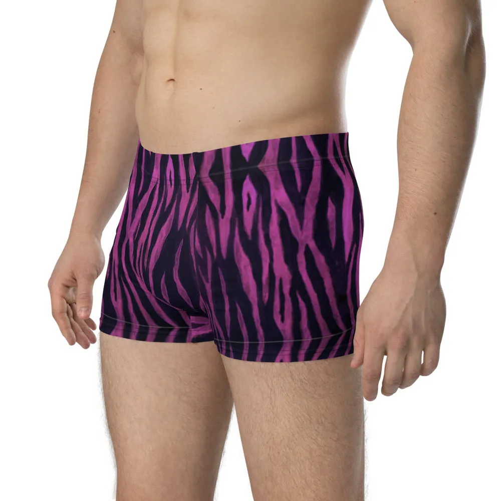 Pink Tiger Striped Boxer Briefs, Animal Print Designer Men's Underwear - Made in USA/EU/MX