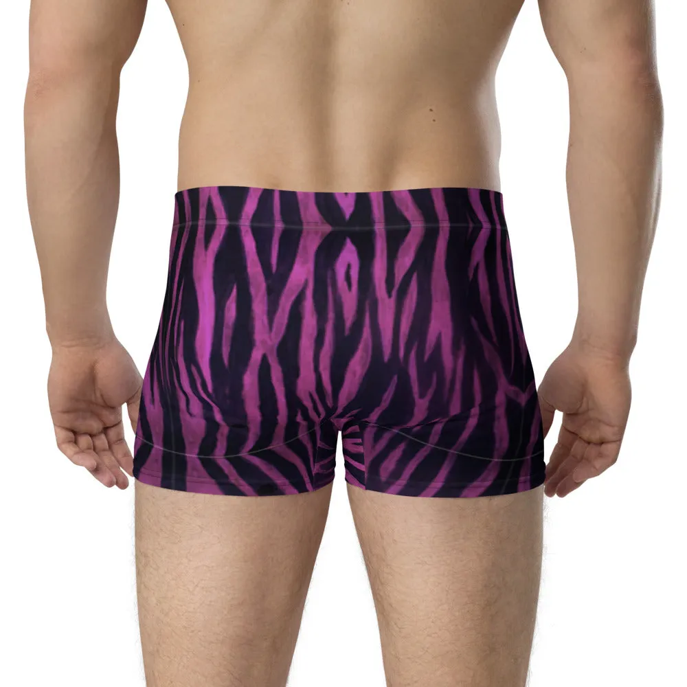 Pink Tiger Striped Boxer Briefs, Animal Print Designer Men's Underwear - Made in USA/EU/MX