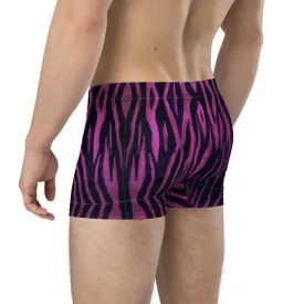 Pink Tiger Striped Boxer Briefs, Animal Print Designer Men's Underwear - Made in USA/EU/MX