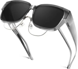 Polarized Sunglasses Fit Over Glasses for Men Women, Oversized Square Sun Glasses, 100% UV400 Protection, Ultra Lightweight