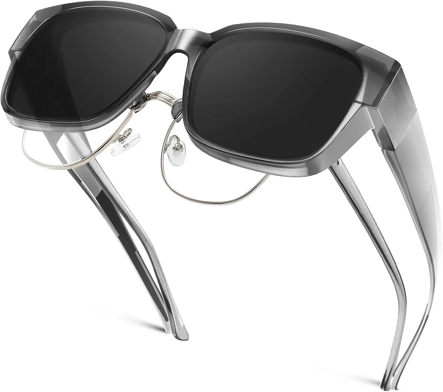 Polarized Sunglasses Fit Over Glasses for Men Women, Oversized Square Sun Glasses, 100% UV400 Protection, Ultra Lightweight