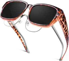 Polarized Sunglasses Fit Over Glasses for Men Women, Oversized Square Sun Glasses, 100% UV400 Protection, Ultra Lightweight