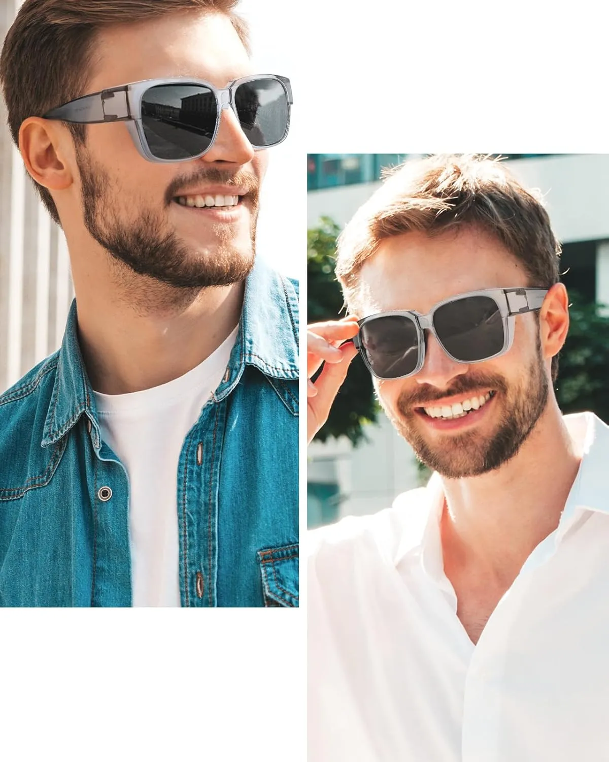 Polarized Sunglasses Fit Over Glasses for Men Women, Oversized Square Sun Glasses, 100% UV400 Protection, Ultra Lightweight