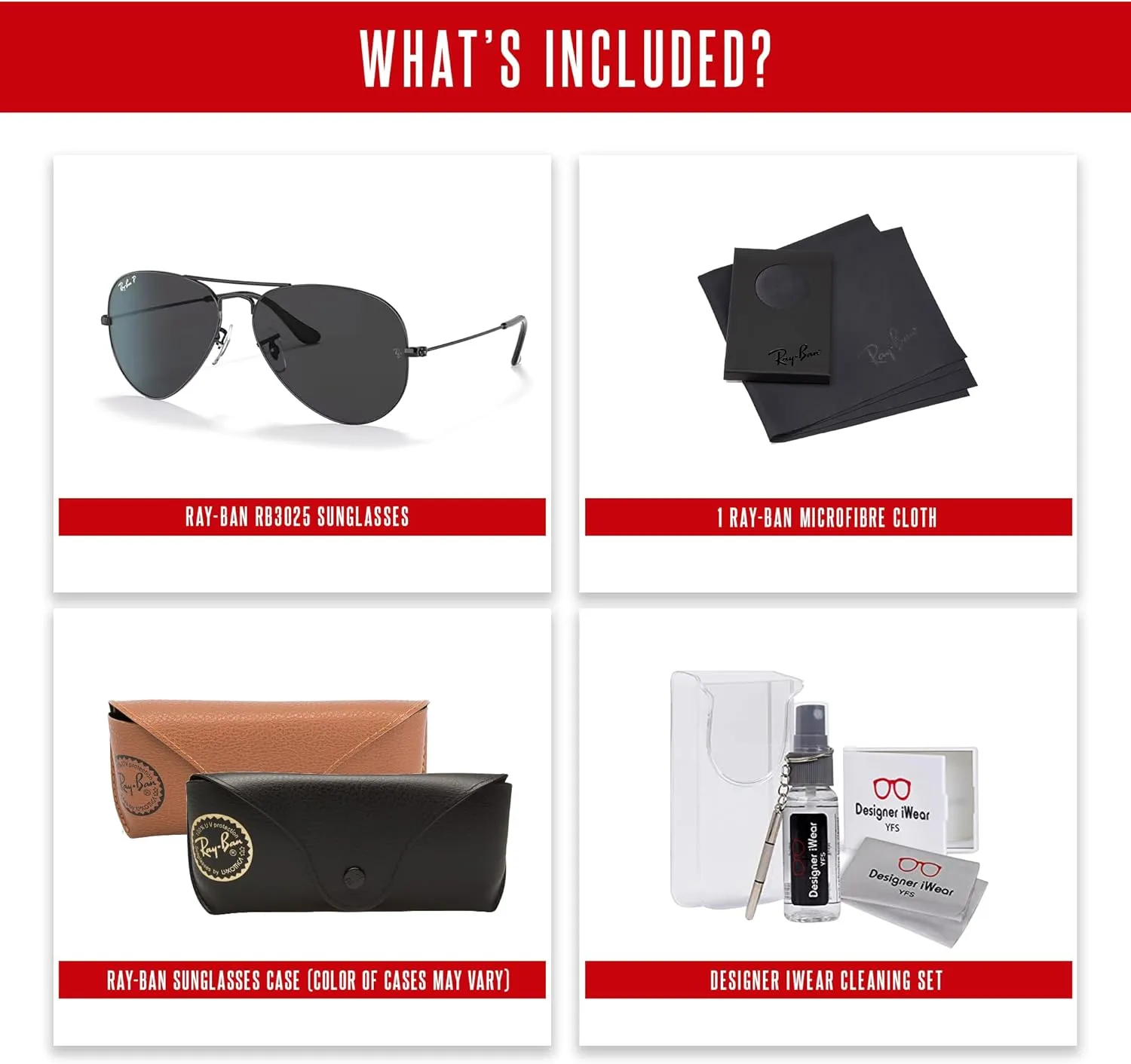 Ray-Ban RB3025 Metal POLARIZED Aviator Sunglasses For Men For Women   BUNDLE with Designer iWear Eyewear Care Kit