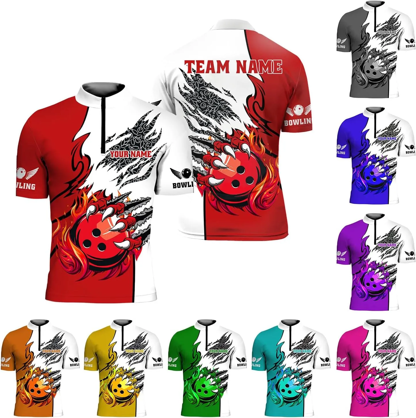 Rivelus Personalized Bowling Jersey 3D, Bowling Shirts for Team, Bowling Shirt Unisex for Men Women, Bowling Polo Shirts