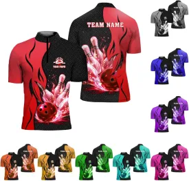 Rivelus Personalized Bowling Jersey 3D, Bowling Shirts for Team, Bowling Shirt Unisex for Men Women, Bowling Polo Shirts