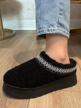 Sherpa Stroll Slippers in Black