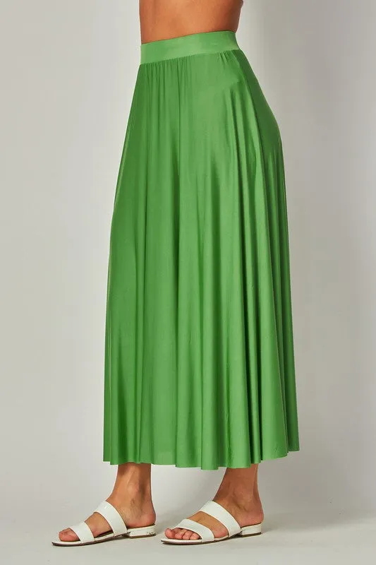 SKIRT- ITY Stretchy Soft Long Pleated Skirt