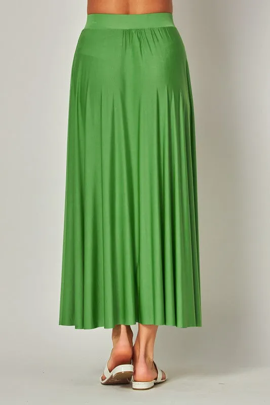 SKIRT- ITY Stretchy Soft Long Pleated Skirt