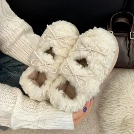 Sohiwoo New Autumn Winter Fashion Thick Warmth Shoes Comfortable Soft Women's Warm Cotton Shoes Mary Jane Shoes