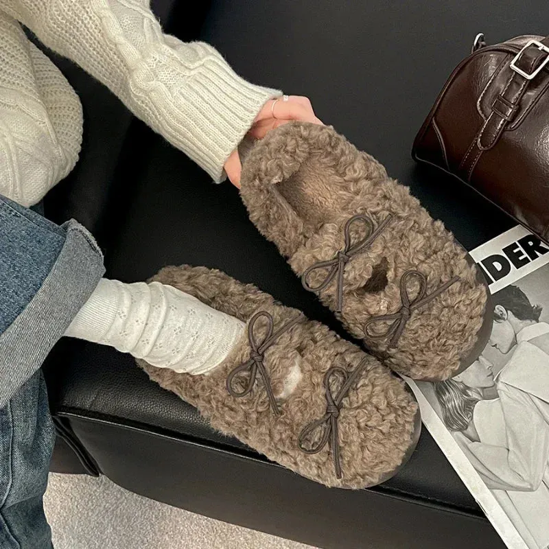 Sohiwoo New Autumn Winter Fashion Thick Warmth Shoes Comfortable Soft Women's Warm Cotton Shoes Mary Jane Shoes