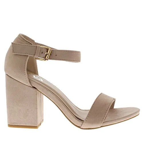 Suede Ankle Strap Wide Mid Block Heel