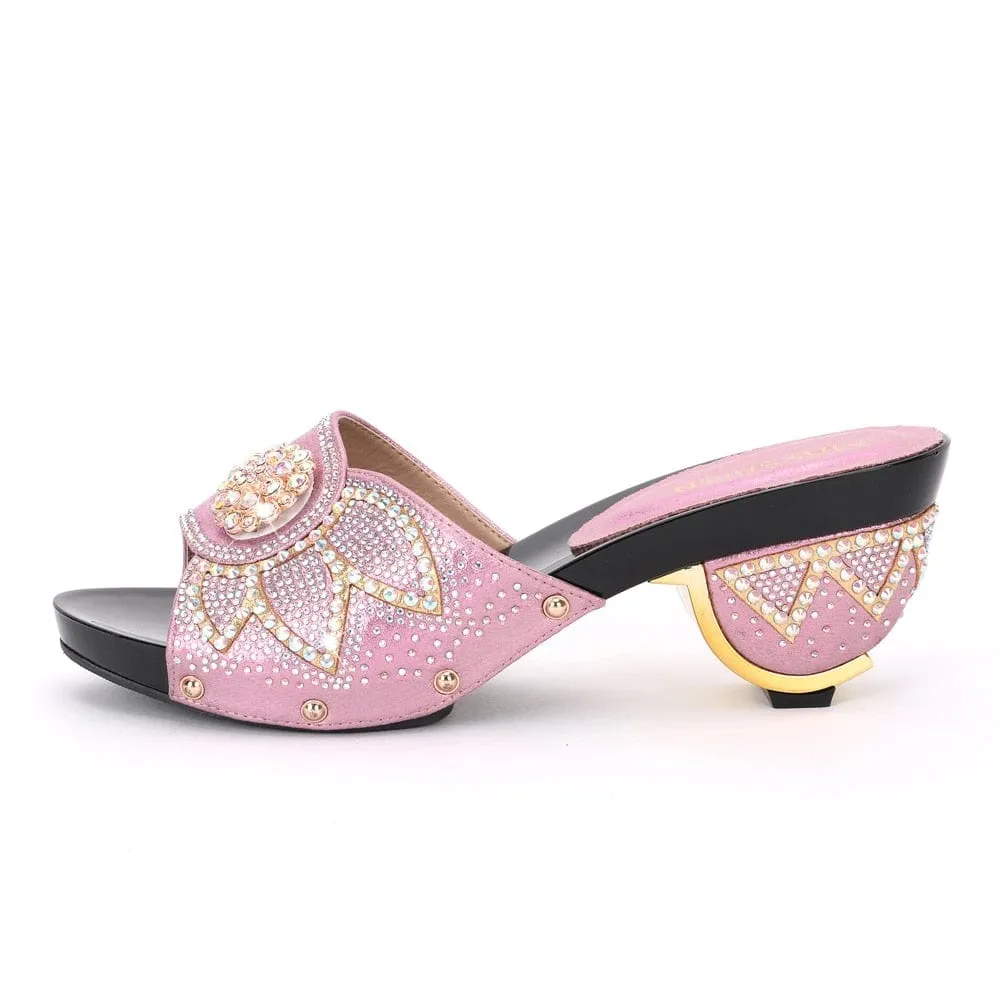Trendy Italian Design Pink Shoes and Matching Bag for Women