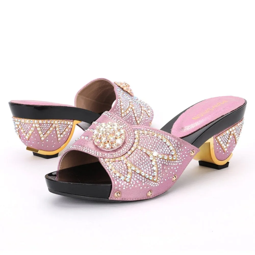 Trendy Italian Design Pink Shoes and Matching Bag for Women