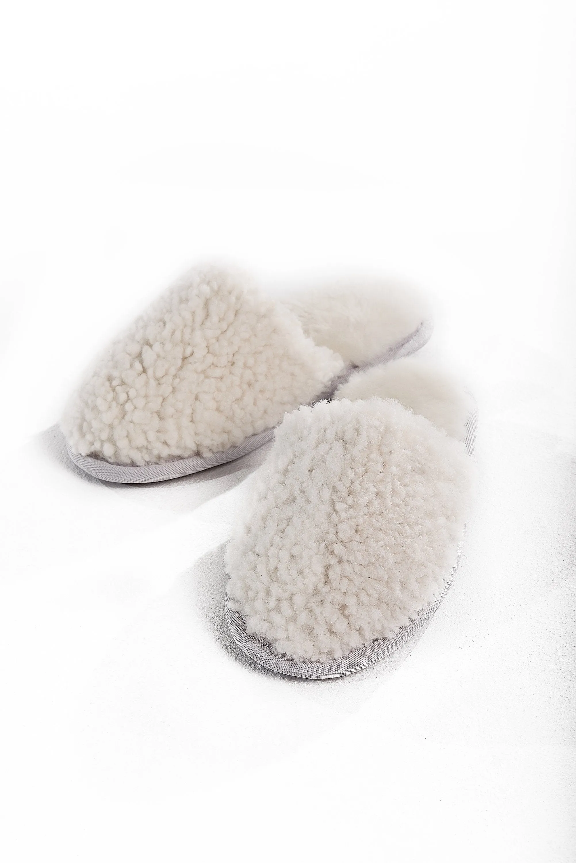Unisex Women's Real Sheepskin Slippers in White Color with Fur Lining