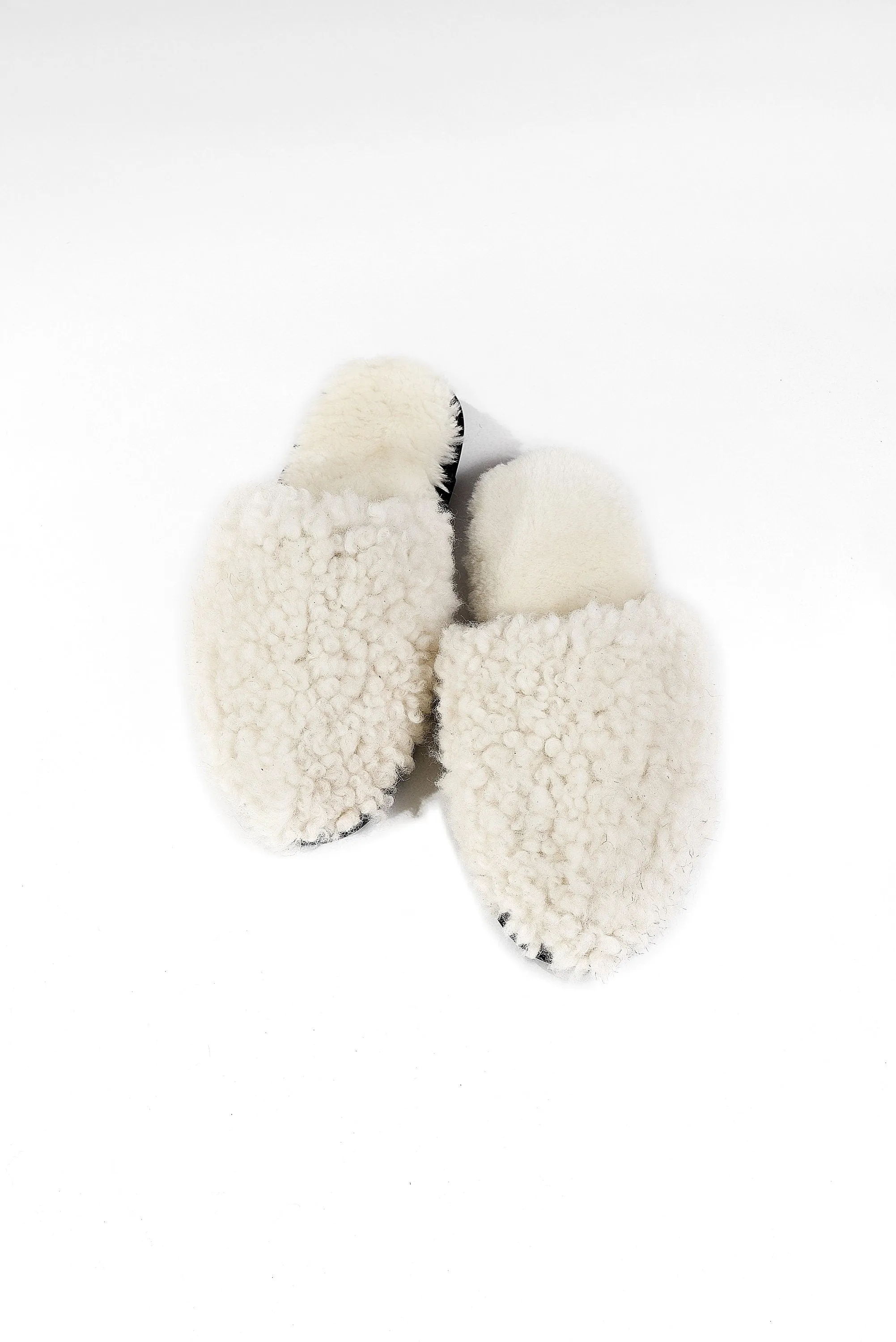 Unisex Women's Real Sheepskin Slippers in White Color with Fur Lining