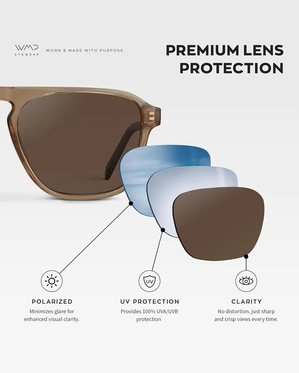WearMe Pro Polarized Modern Aviator One-Bridge Square Mens Sunglasses