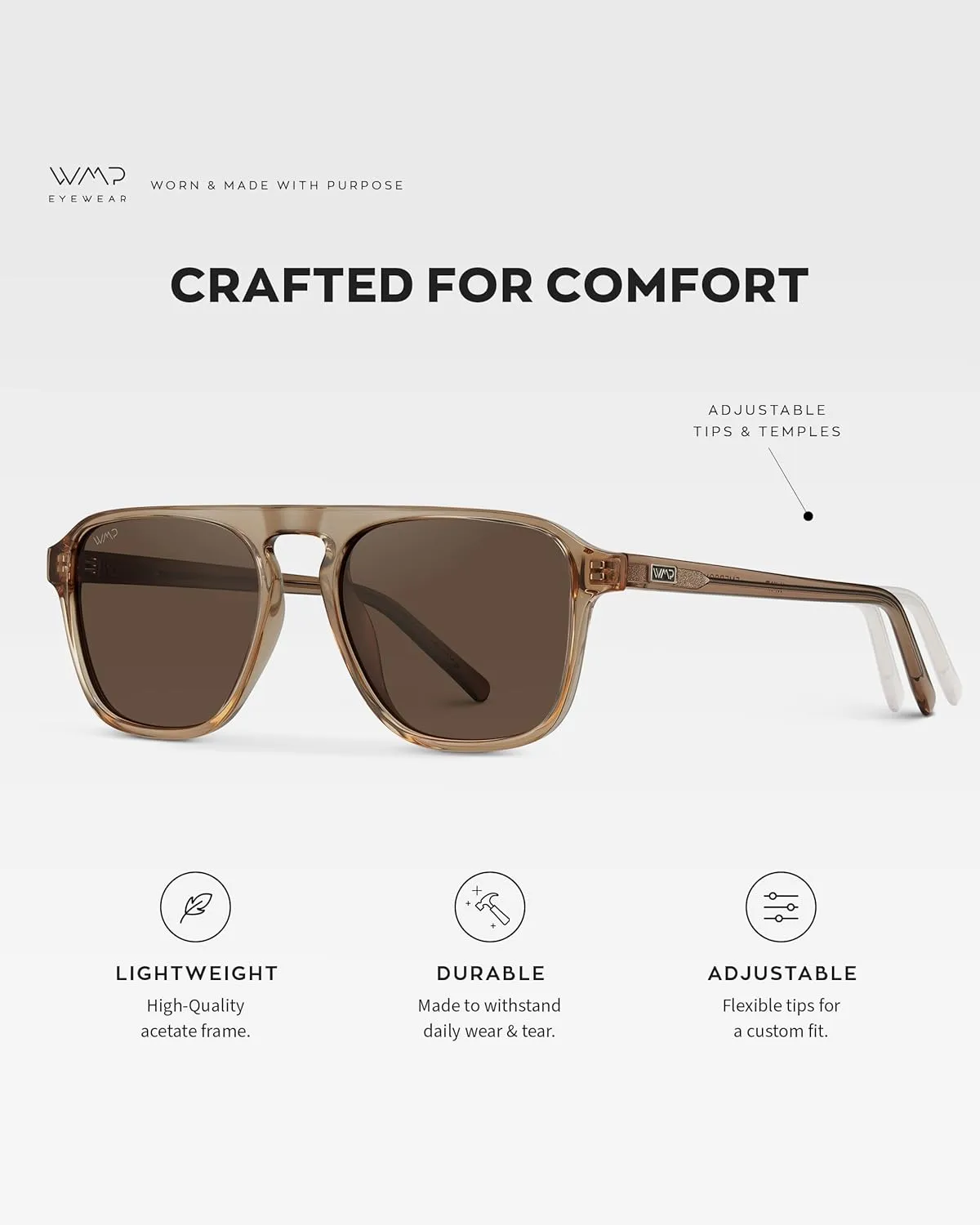 WearMe Pro Polarized Modern Aviator One-Bridge Square Mens Sunglasses