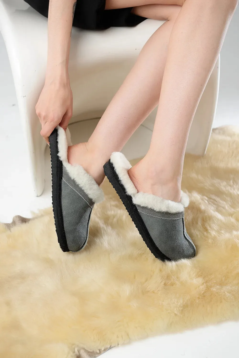 Wedge Sole Home Slippers in Grey color