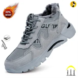 Winter Plus Velvet Boots For Men Staleneus Work Shoes Steel Toe Indestructible Safety Shoes Non-slip Construction Shoes